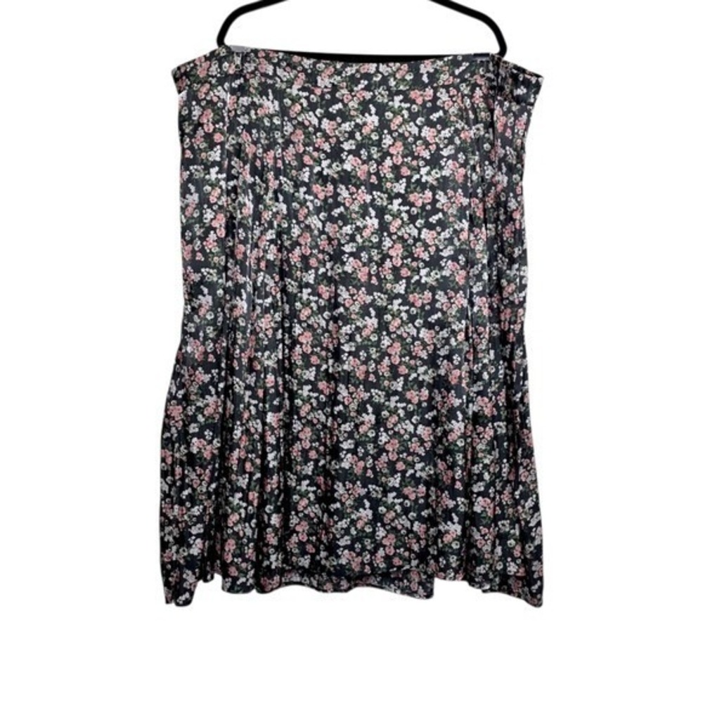 Torrid Womens Black Pink Floral Print Liquid Woven Midi Pull-On Skirt Size 5X